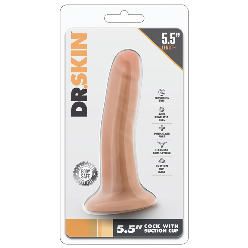 Dr. Skin Cock With Suction Cup-Vanilla 5.5